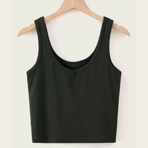 Double-Sided plain black cropped tank top